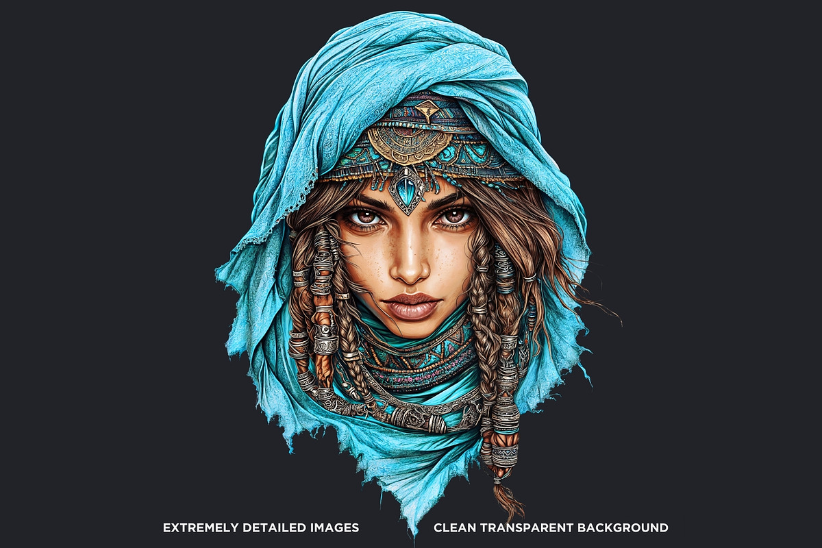 Berber Tuareg Woman clipart Set, a Person Illustration by ThatsDesignArt (Photo 2 of 10)