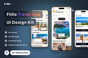 Filllo Travel App UI Design Kit, an UI Kit Template by floxui (Thumbnail 1 of 8)