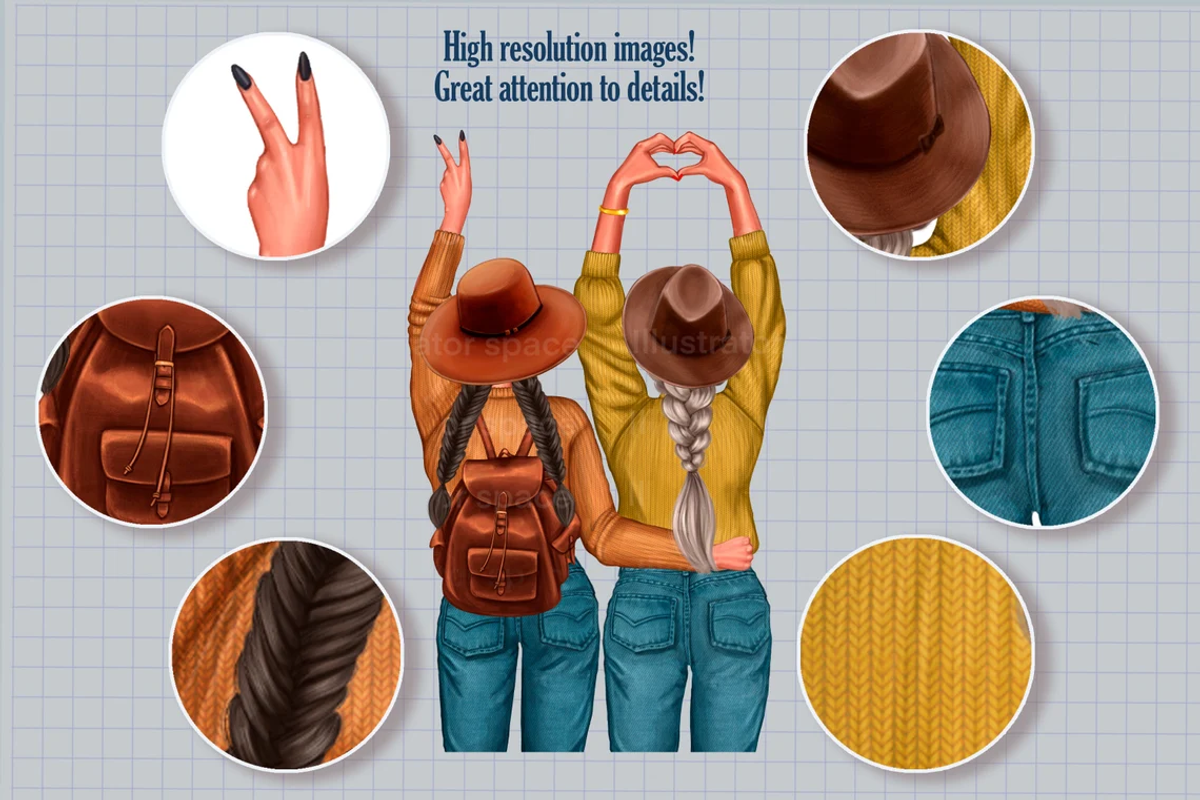 Best friends clipart, an Illustration by Illustrator Space (Photo 3 of 8)