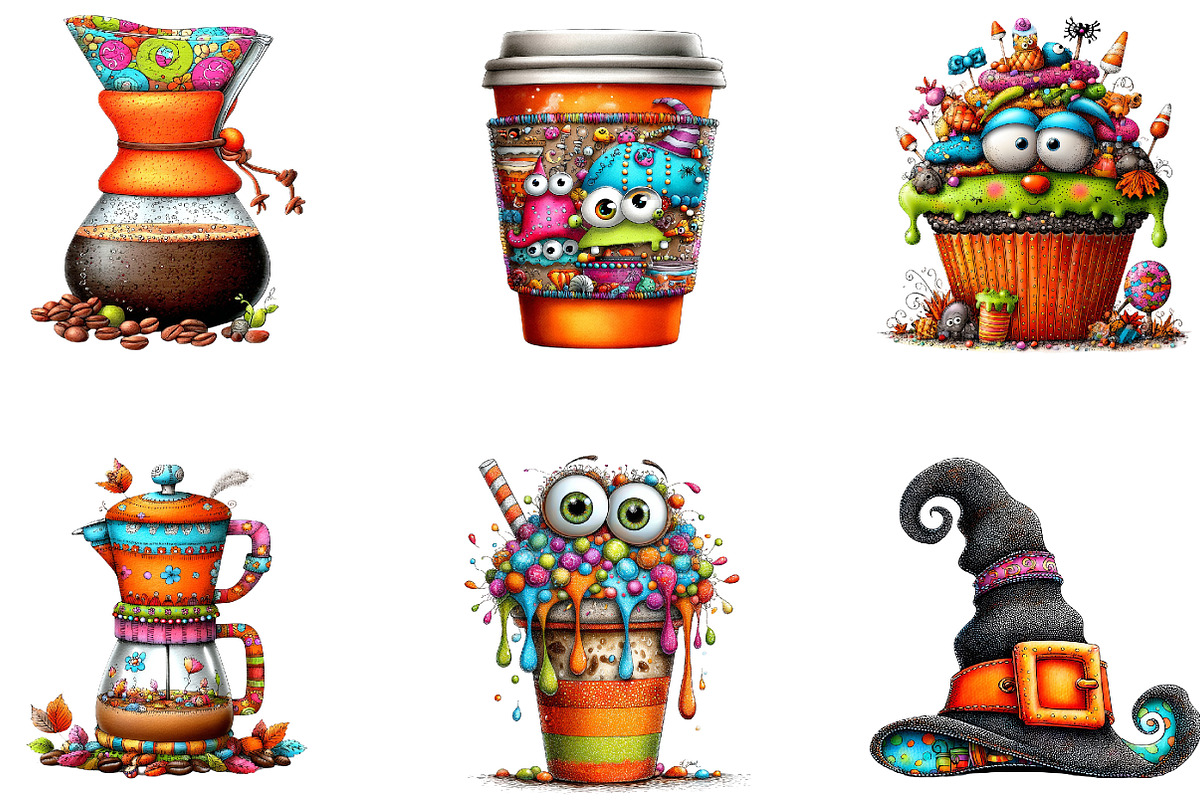 Whimsical Halloween Coffee Cup, a Seasonal Illustration by CreationArt (Photo 4 of 5)
