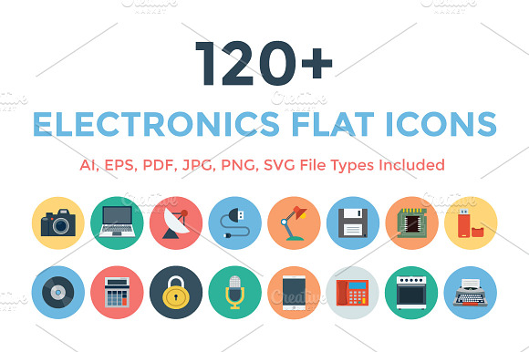 120 Electronics Flat Icons