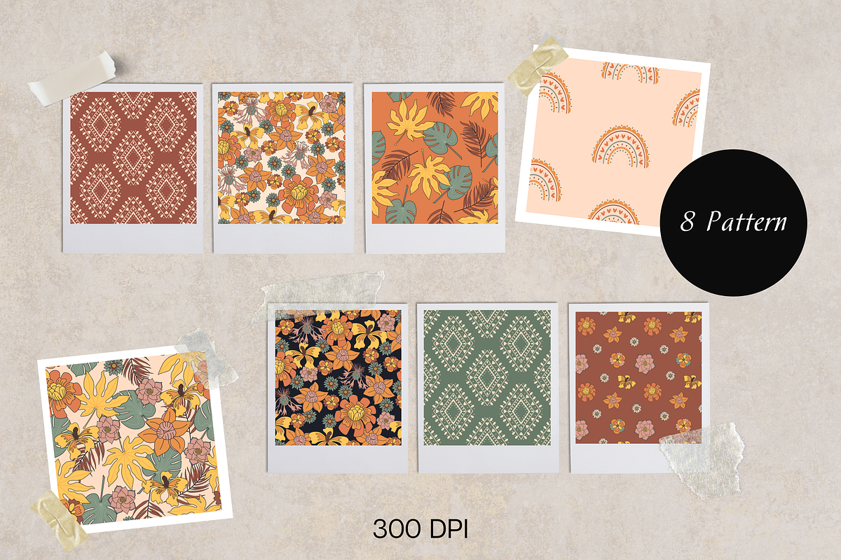Tropical Flower Pattern Retro Summer, a Pattern Graphic by Trendingdigital (Photo 2 of 21)