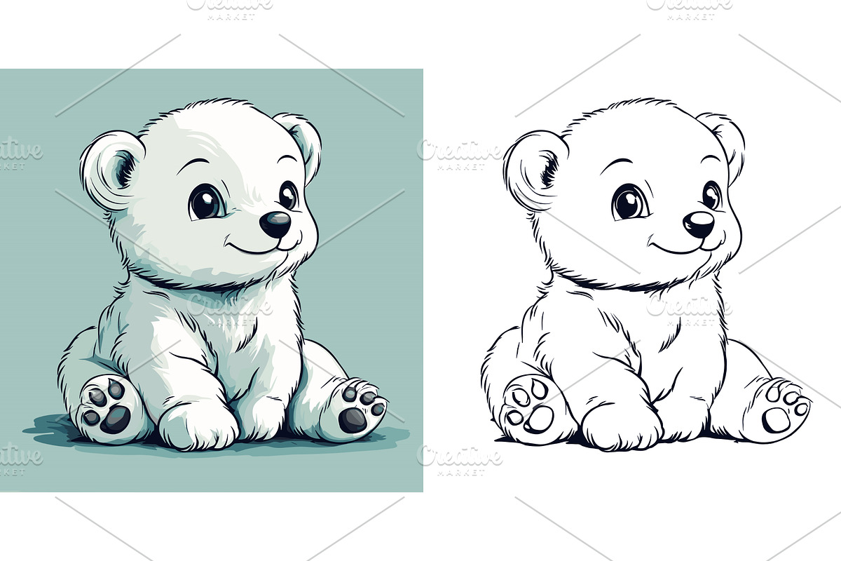 Polar Bear Cub Cartoon Character, an Animal Illustration by LadadikArt