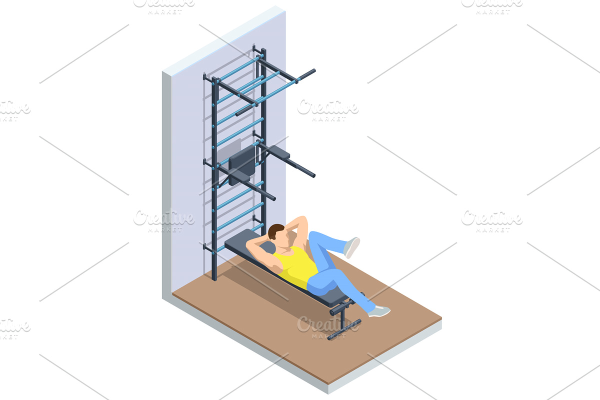 Crunches. Isometric vector, a Sport Illustration by Golden Sikorka