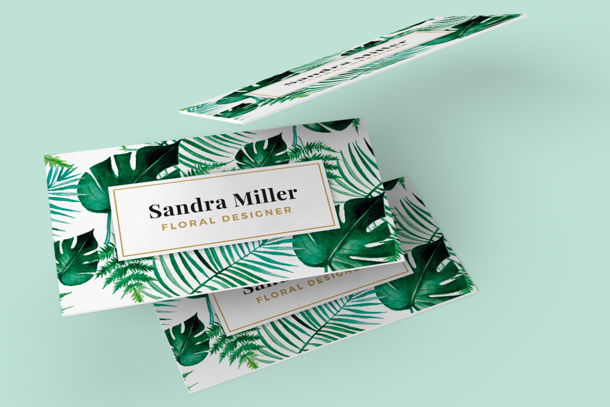 Watercolor Leaves - Business Card, a Business Card Template by PhotoMarket (Photo 5 of 6)