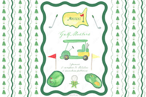 Golf Masters Watercolor Clipart DIY