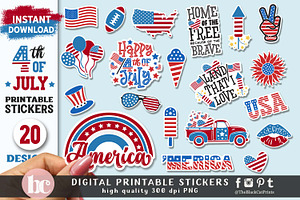 4th Of July Stickers Pack PNG