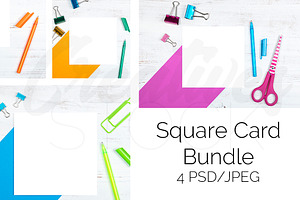 Square Card Bundle - 4 JPEG/PSD