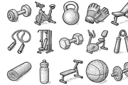 Fitness Equipment Illustration Pack, an Object Graphic by nikagraphic (Thumbnail 3 of 3)
