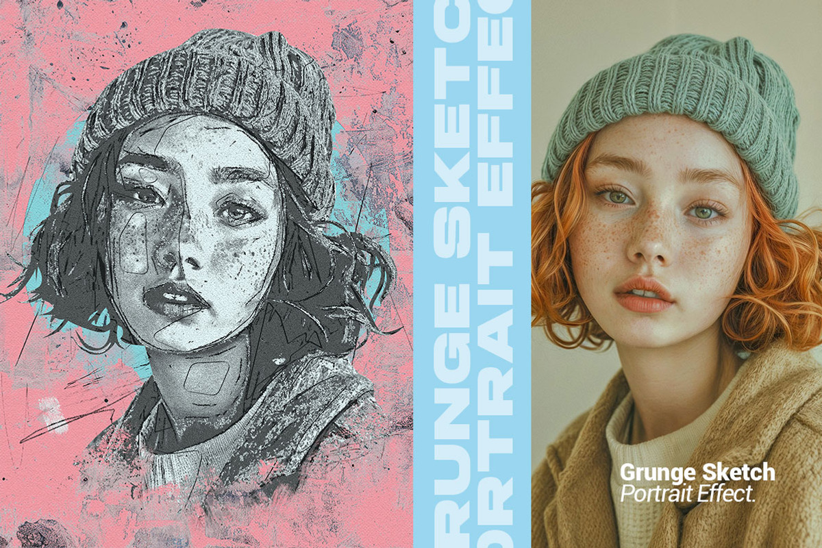 Grunge Sketch Portrait Effect, an Action Add-On by Amorjesu.com (Photo 6 of 21)