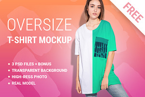 Woman Oversize T-shirt Mockup Set