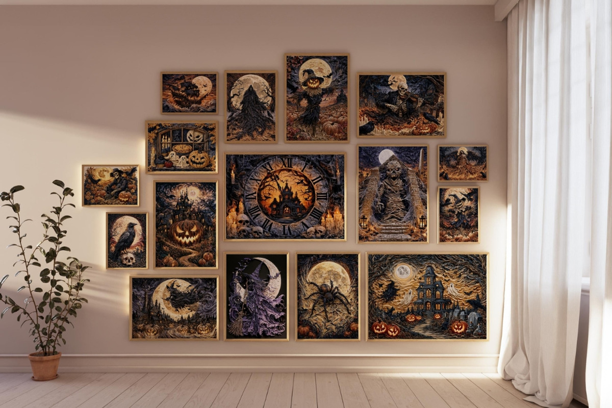 Quilled Halloween Wall Art Set, a Seasonal Illustration by PrintablesByFranklyn (Photo 2 of 14)