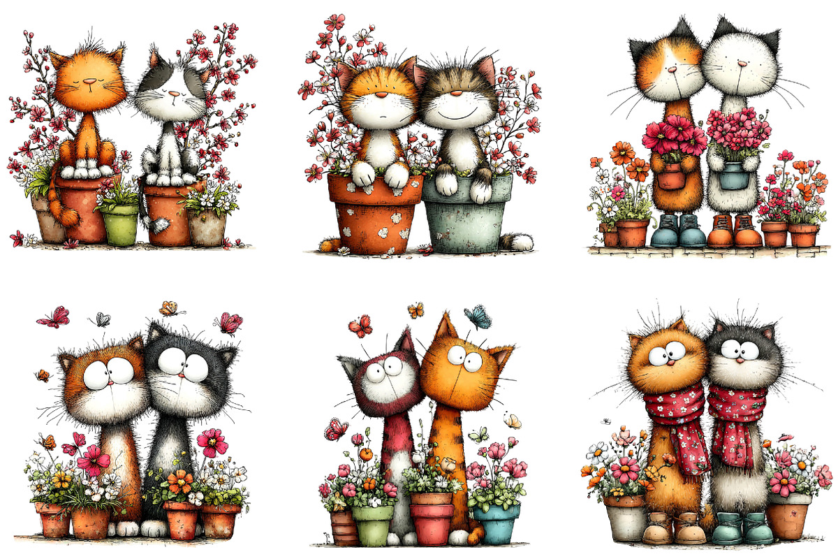 Spring Flower Pot Nursery Cat Clipar, an Illustration by CraftArtStudio (Photo 3 of 6)