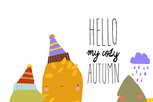 Autumn Landscape With Cute Trees