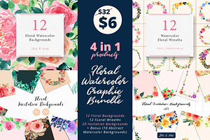 Floral Watercolor Graphic Bundle