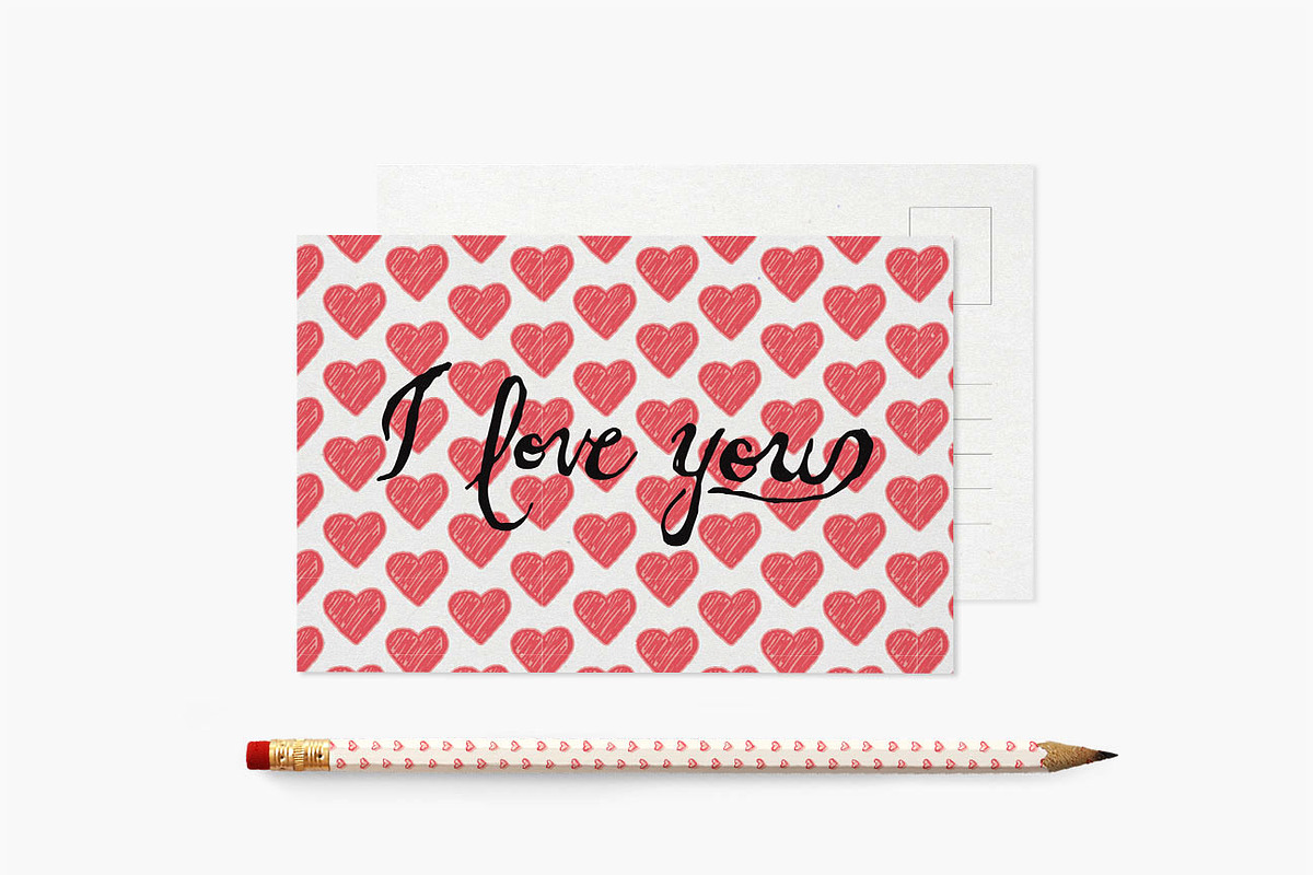 Sketched Heart Patterns preview 3