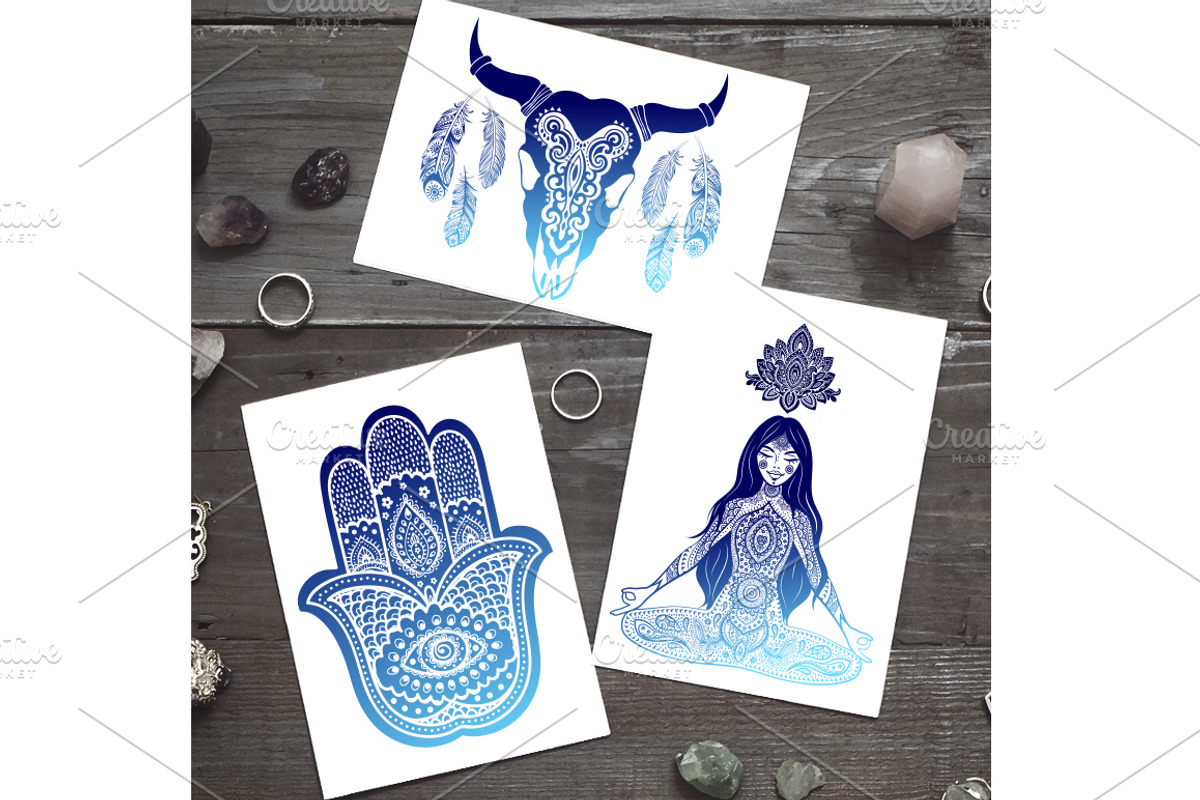 Set of Bohemian style flash tattoos, an Icon by Transia (Photo 4 of 5)