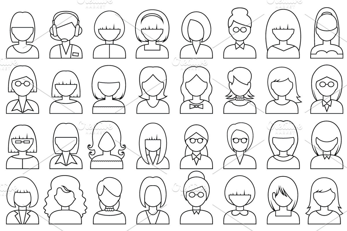 People outline avatar icons, an Outline Icon by Gurza SHOP (Photo 2 of 3)