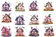 Watercolor Cute Pink Witch House PNG, an Illustration by SinaCreation (Thumbnail 3 of 5)