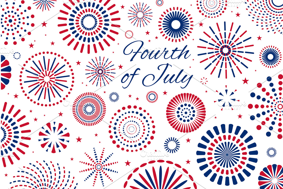 Fourth of July blue, red fireworks, a Seasonal Illustration by sceptical cactus