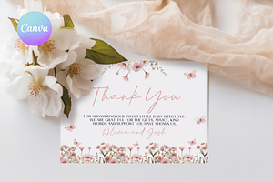 Floral Baby Shower Thank You Card, an Invitation Template by Digital_Mind