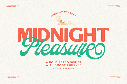 Midnight Pleasure - Font Duo!, a Script Font by Letter Fresh