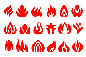 Flame icons. Simple fire silhouette, an Object Illustration by YummyBuum