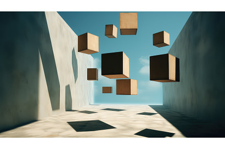 shadow 3d boxes ai generated, an Abstract Photo by pikepicture