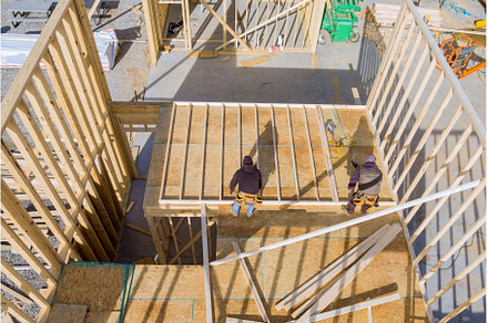 Beam stick built frame of new house, an Industrial Photo by Ungvar Studio