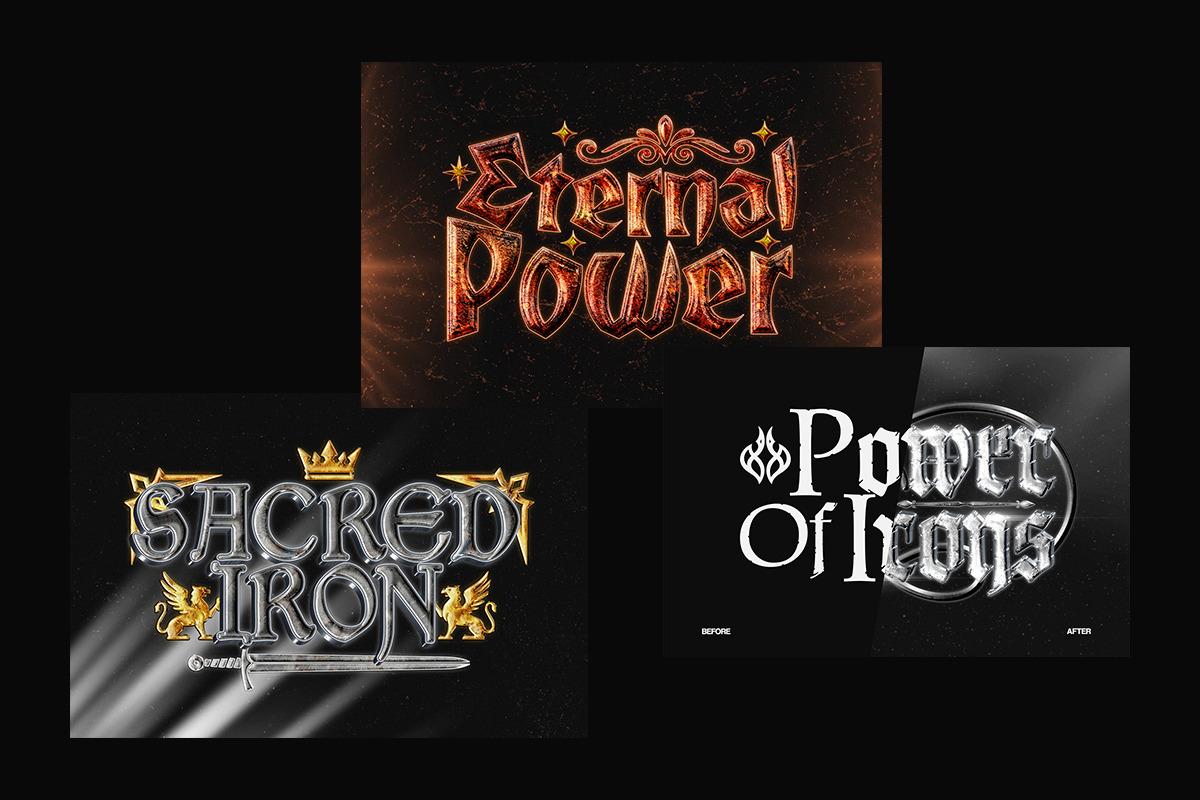 Medieval Gothic Metallic Text Effect, a Layer Style Add-On by Matsero (Photo 2 of 4)
