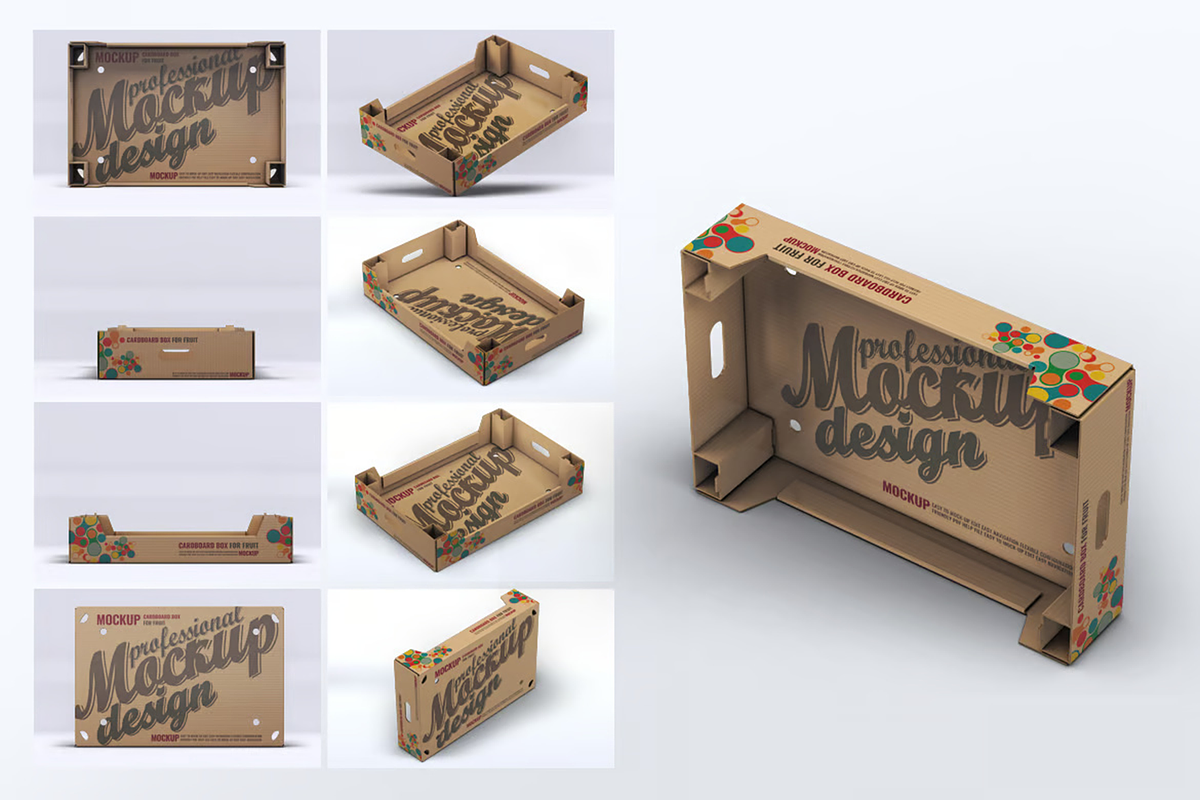 Cardboard Box Fruit Package Mock-Up, a Packaging Mockup by Se٧enStudio (Photo 7 of 8)