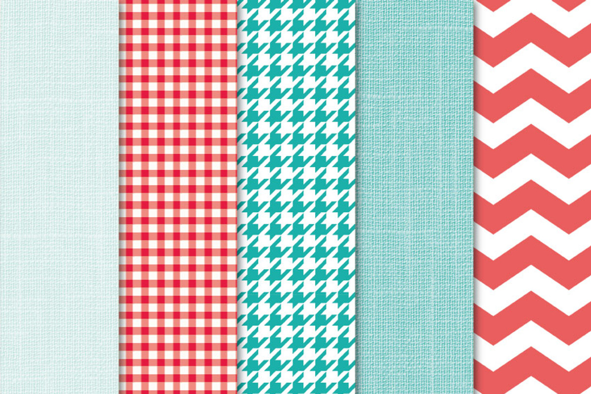 Digital Papers Red Mint preview 3