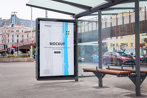 Poster Mockup On Bus Stop