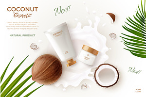 Coconut cosmetic ad. Realistic coco, an Object Illustration by Stock-Smart-Start