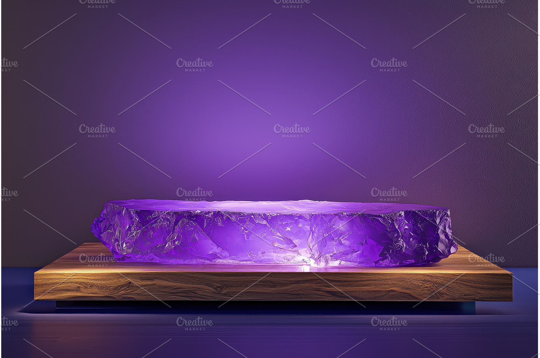 Amethyst crystal podium on wooden, a Background Photo by Rodica Ciorba