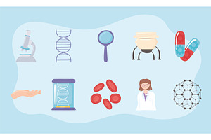 nanotechnology science set, an Illustration by studiogstock