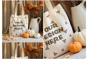 Totebag Cushion Halloween Mockup