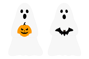 Halloween Ghost With Pumpkin Clipart