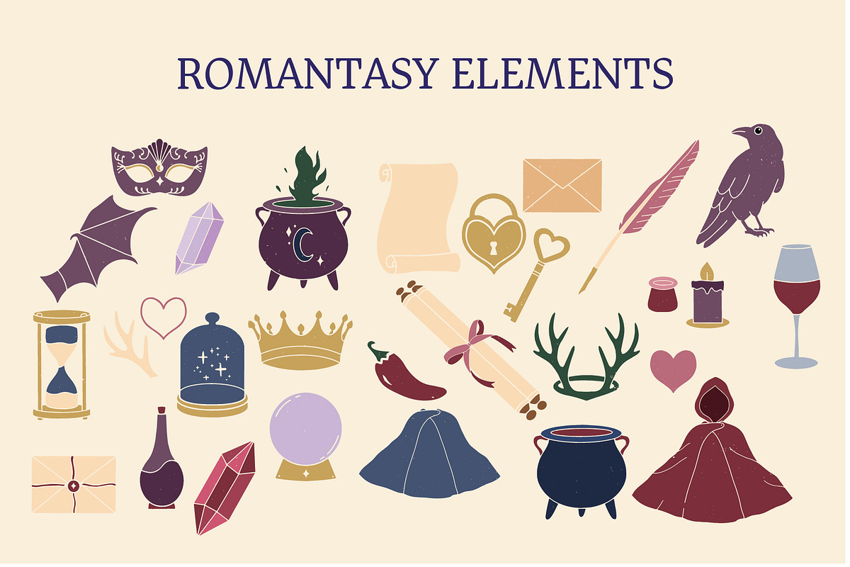 Romantasy Romance Book Clipart, an Object Illustration by Ginny and Sam (Photo 3 of 16)