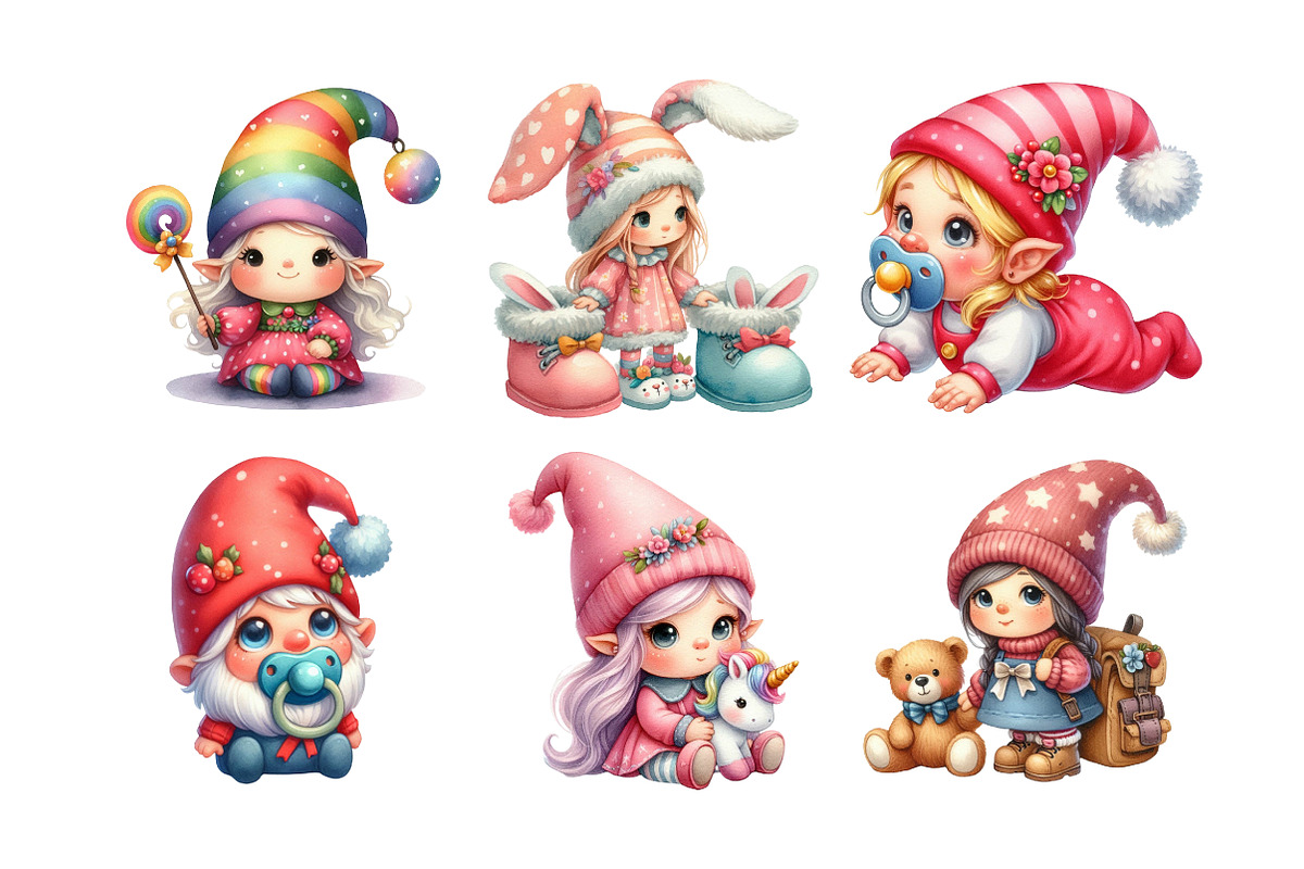 Gnome  Baby Girl Clipart, an Illustration by Daily.Designs (Photo 4 of 5)