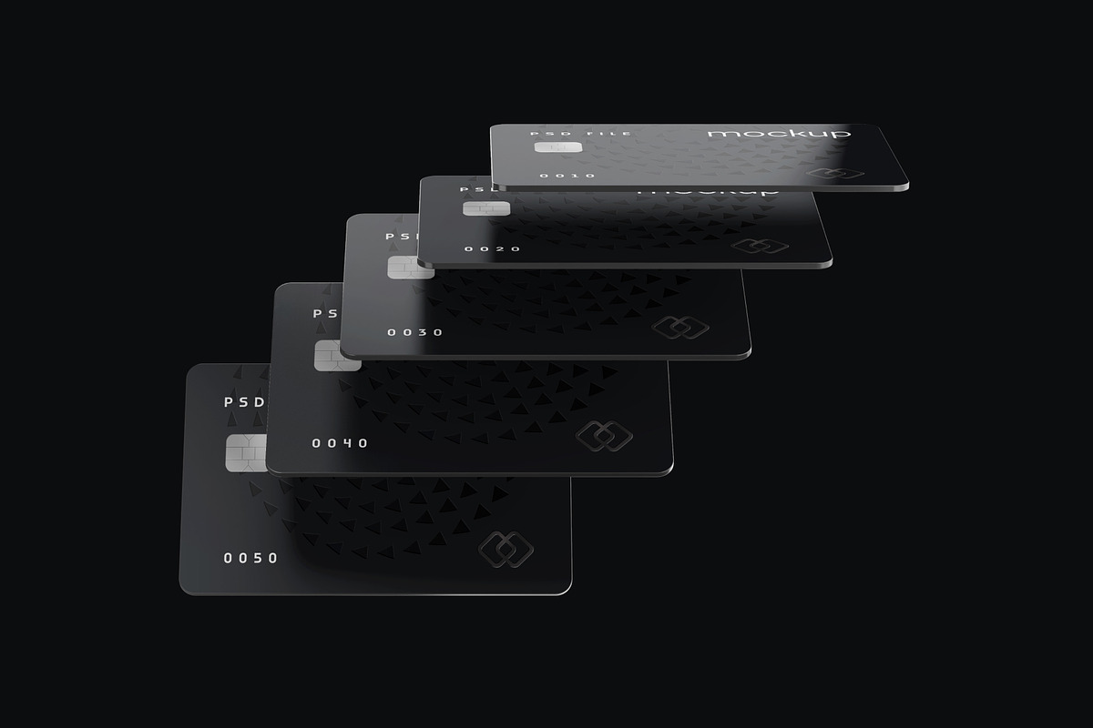 Flying Bank Cards Mockup Set, an Advertising Mockup by mockupatelier (Photo 4 of 9)