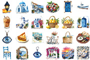 Summer Santorini Vacation Clipart, an Illustration by Sublimation Artist (Thumbnail 2 of 6)