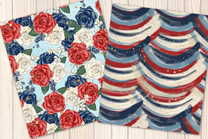 4th Of July Seamless Pattern Set