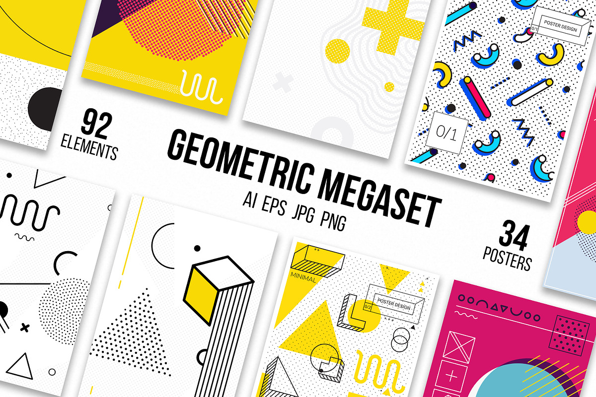 126 posters, elements geometric set, a Pattern Graphic by softulka