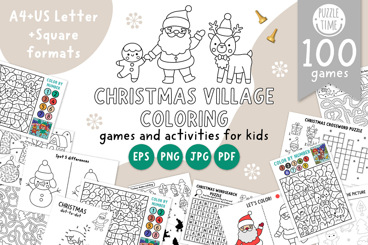 Christmas village coloring games, an Education Illustration by Lexi Claus (Photo 1 of 15)