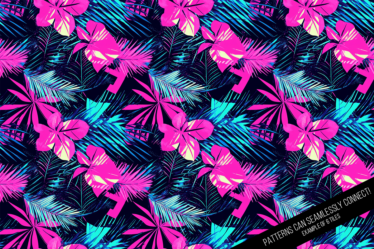 Tropical 80s Retrowave Digital Paper, a Pattern Graphic by Chromolume Studio (Photo 6 of 15)