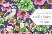 Hellebore Floral Seamless Pattern, a Decorative Illustration by AnitaPol (Thumbnail 1 of 12)