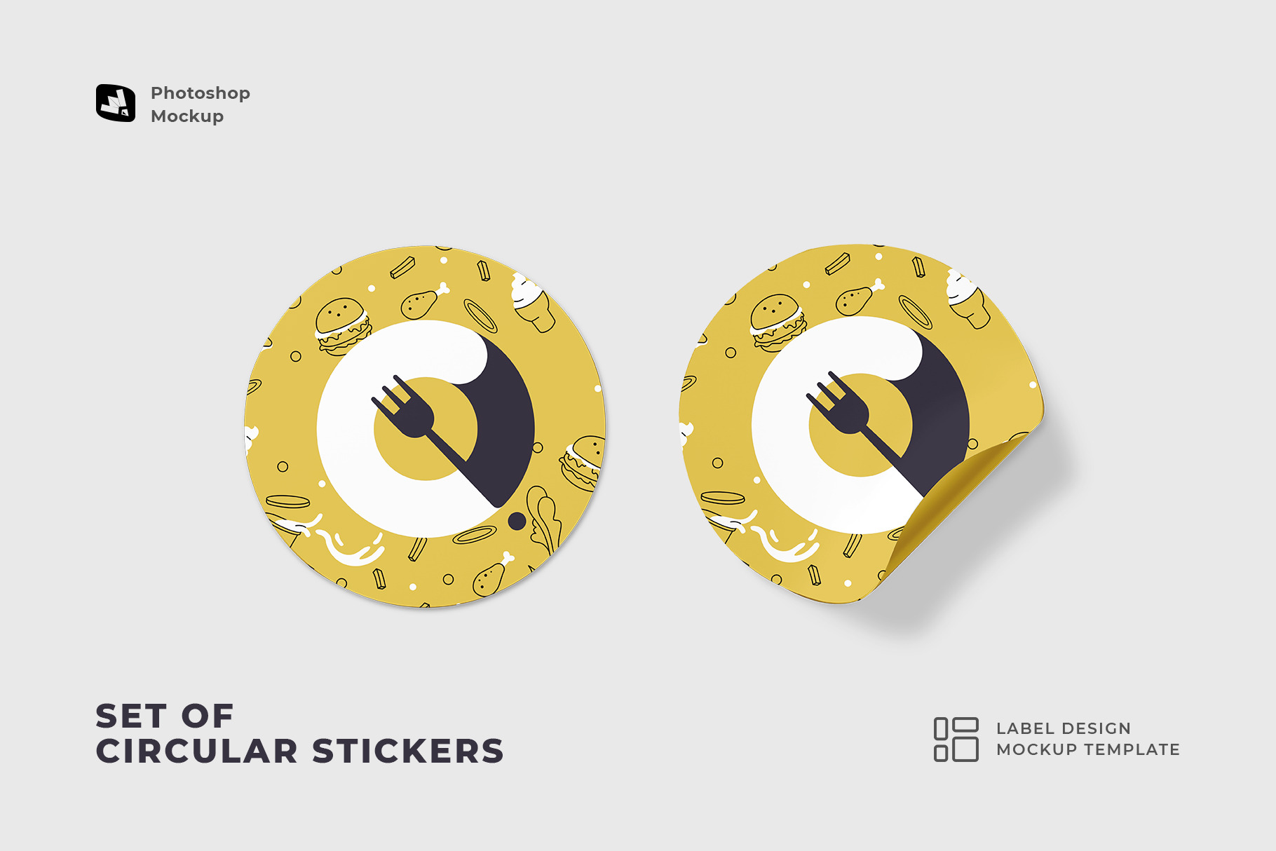 Set Of Circular Stickers Mockup
