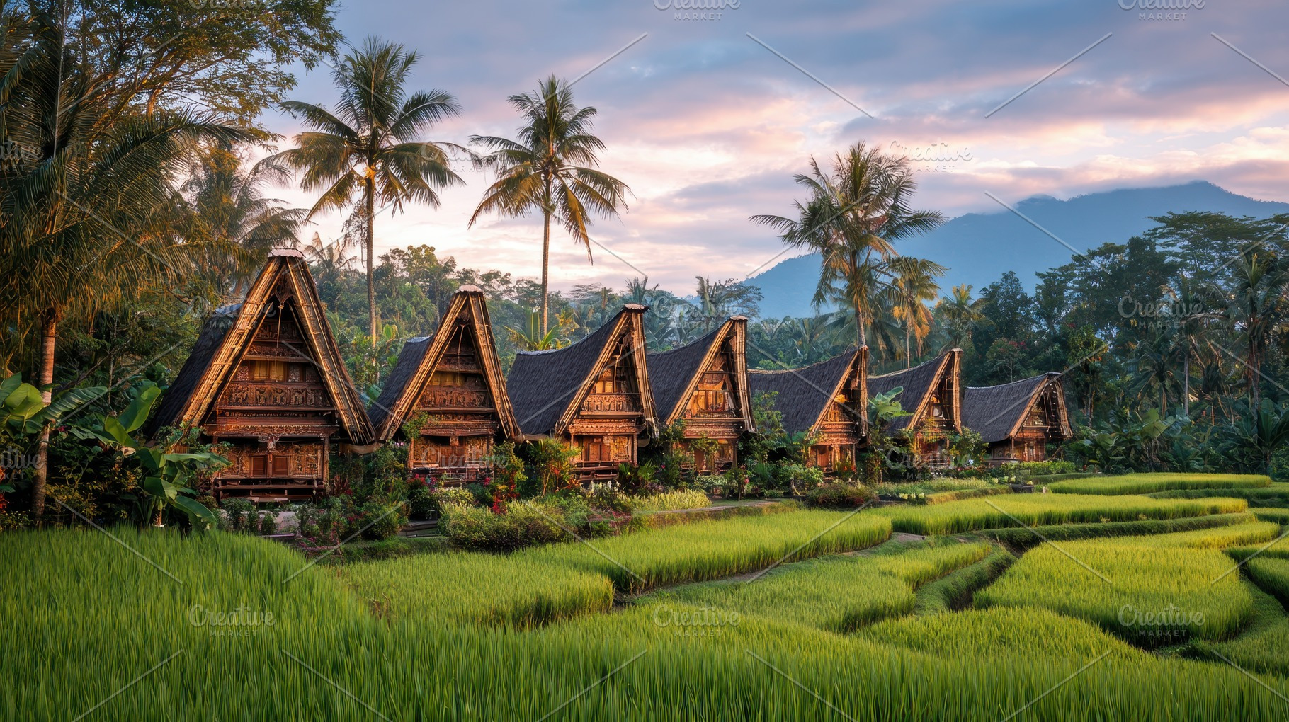 Houses stand amidst green fields, a Photo by Pavel_design