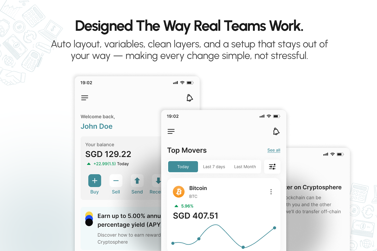 CryptoSphere – Trading & Wallet App, an UI Kit Template by UI Kit Store (Photo 3 of 6)